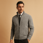 Kardigan Męski | Luźny Krój z Zamkiem na Całej Długości - Arkadya Outlet - Cardigans