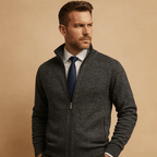 Kardigan Męski | Luźny Krój z Zamkiem na Całej Długości - Arkadya Outlet - Cardigans