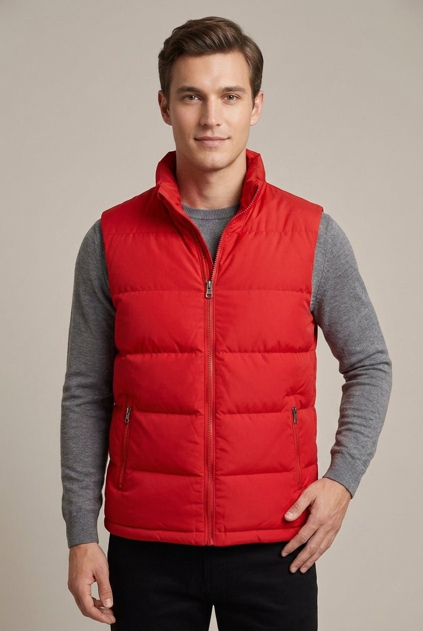 Kardigan Męski | Pikowany bez rękawów z zamkiem błyskawicznym - Arkadya Outlet - Cardigans