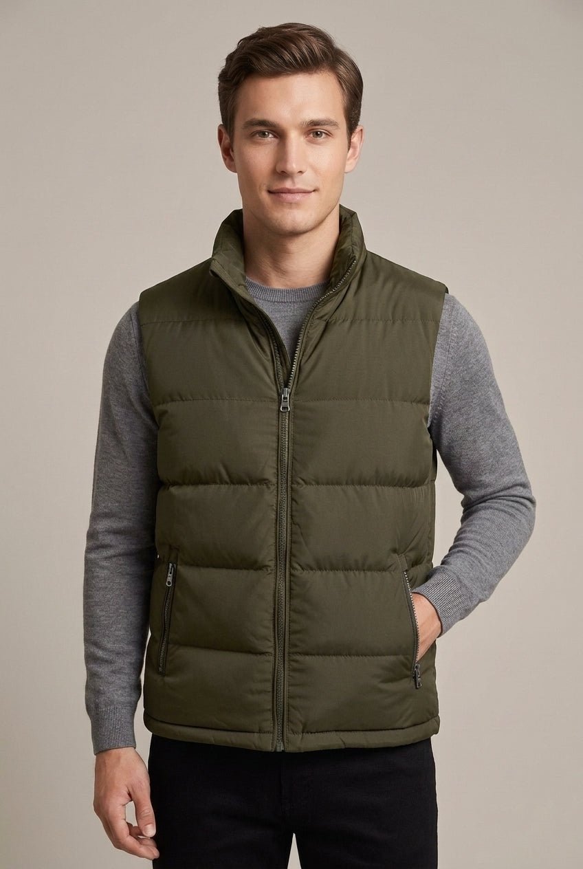 Kardigan Męski | Pikowany bez rękawów z zamkiem błyskawicznym - Arkadya Outlet - Cardigans