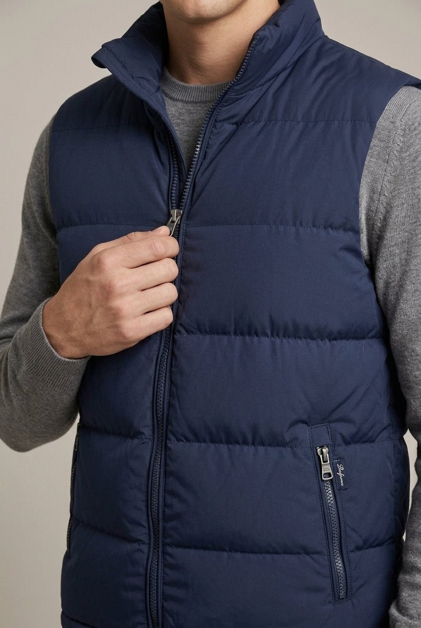 Kardigan Męski | Pikowany bez rękawów z zamkiem błyskawicznym - Arkadya Outlet - Cardigans
