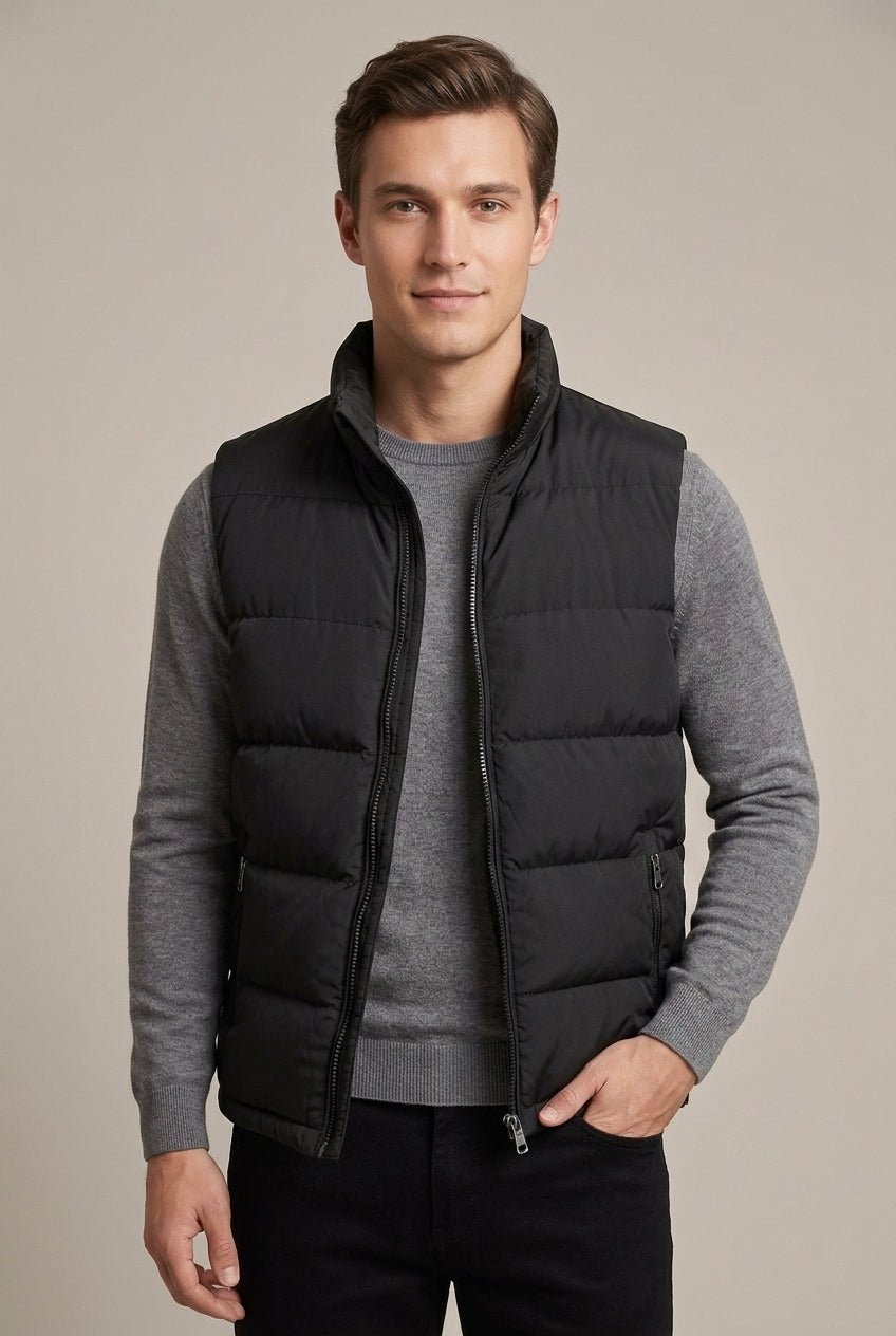Kardigan Męski | Pikowany bez rękawów z zamkiem błyskawicznym - Arkadya Outlet - Cardigans