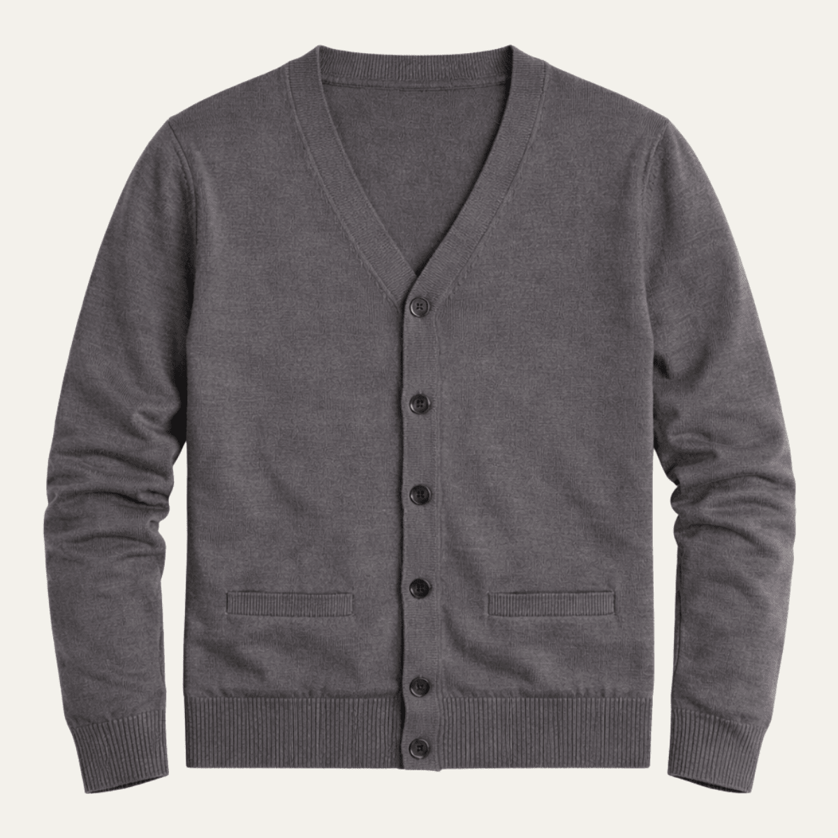 Kardigan męski prążkowany z dekoltem V - Arkadya Outlet - Men Cardigan