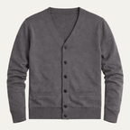 Kardigan męski prążkowany z dekoltem V - Arkadya Outlet - Men Cardigan