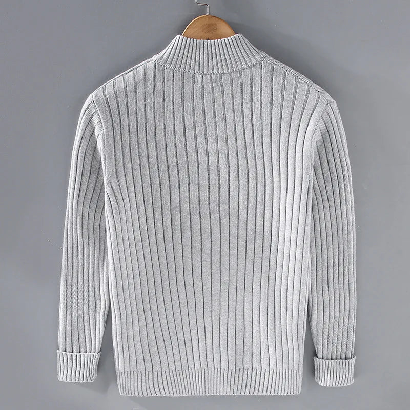 Kardigan Męski | Relaxed Fit z Zamkiem i Stójką - Arkadya Outlet - Cardigans