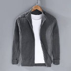 Kardigan Męski | Relaxed Fit z Zamkiem i Stójką - Arkadya Outlet - Cardigans