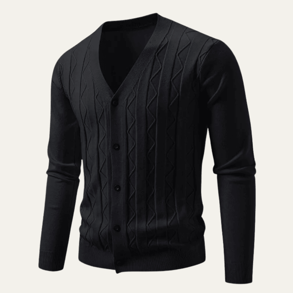 Kardigan męski splotowy dopasowany - Arkadya Outlet - Men Cardigan