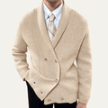 Kardigan męski z szalowym kołnierzem dwurzędowy - Arkadya Outlet - Men Cardigan
