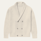 Kardigan męski z szalowym kołnierzem dwurzędowy - Arkadya Outlet - Men Cardigan