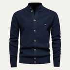 Kardigan męski ze stójką fakturowy - Arkadya Outlet - Men Cardigan