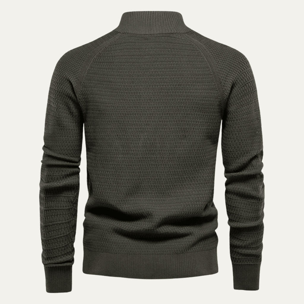 Kardigan męski ze stójką fakturowy - Arkadya Outlet - Men Cardigan