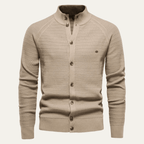 Kardigan męski ze stójką fakturowy - Arkadya Outlet - Men Cardigan