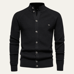 Kardigan męski ze stójką fakturowy - Arkadya Outlet - Men Cardigan