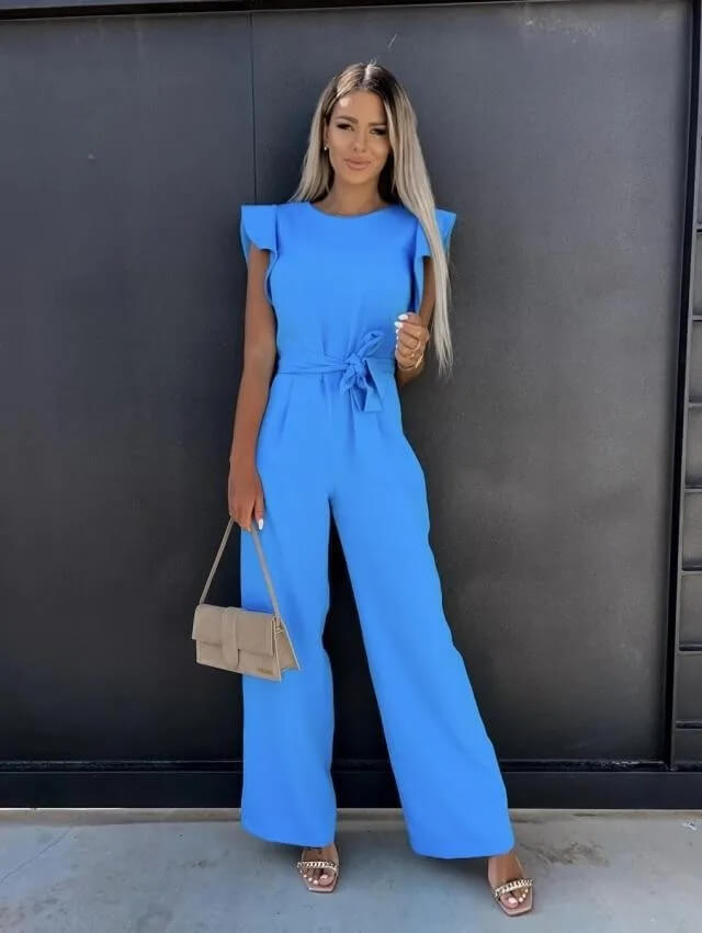 Kombinezon damski elegancki z dekoltem na jedno ramię – długie nogawki, asymetryczny krój - Arkadya Outlet - Women Jumpsuit