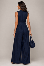 Kombinezon Damski | Szerokie nogawki bez rękawów w prążki - Arkadya Outlet - Suits