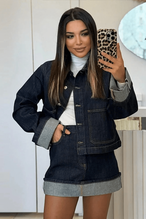 Komplet damski: kurtka i spódnica mini - Arkadya Outlet - Women Set
