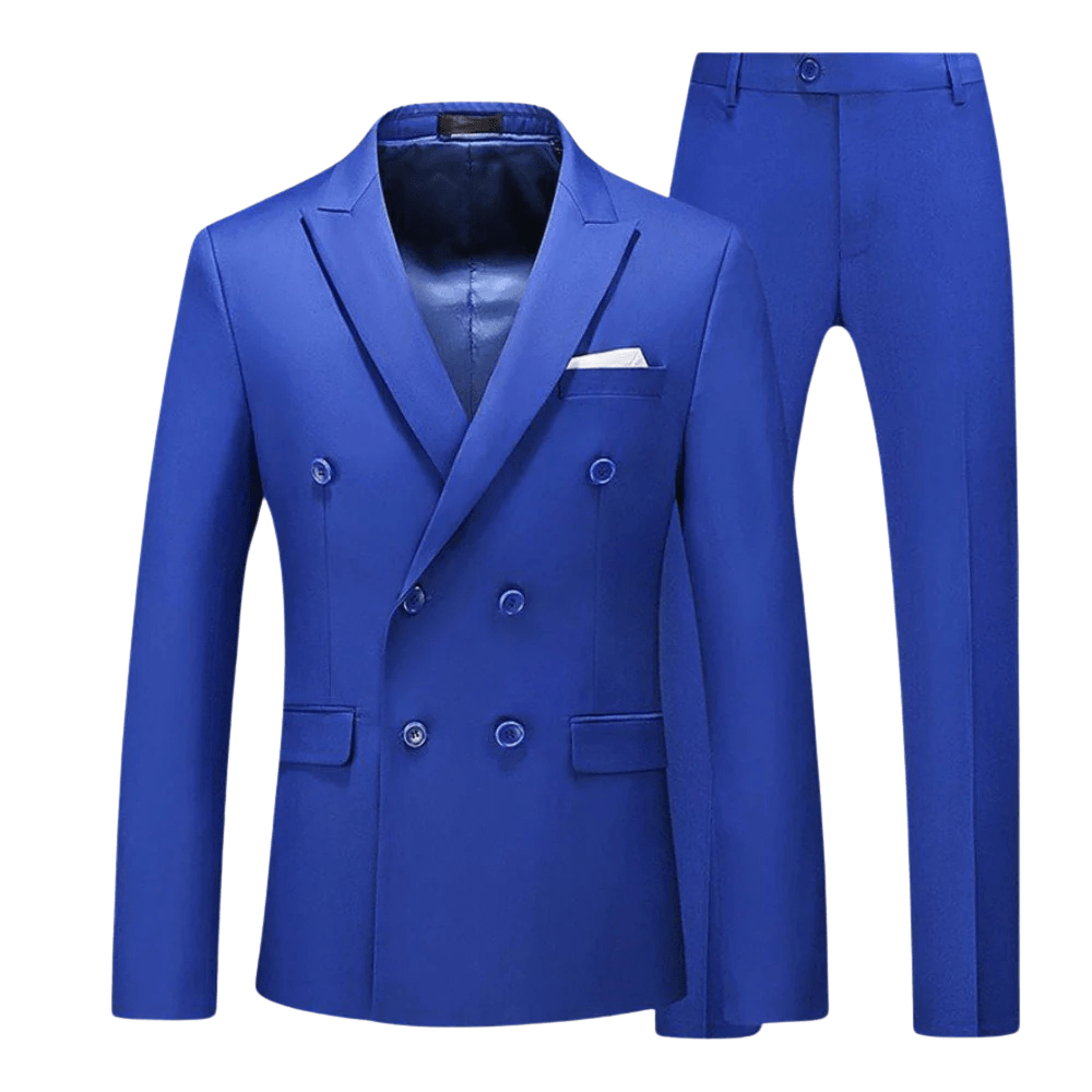 Komplet Garniturowy Męski Dwurzędowy Luźny Krój - Arkadya Outlet - Men Suit