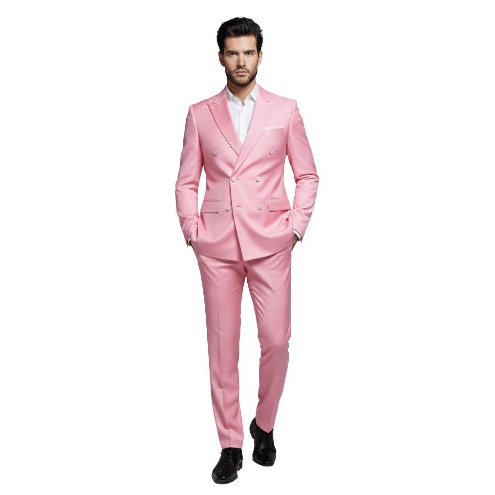 Komplet Garniturowy Męski Dwurzędowy Luźny Krój - Arkadya Outlet - Men Suit