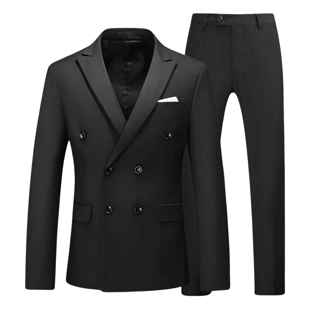 Komplet Garniturowy Męski Dwurzędowy Luźny Krój - Arkadya Outlet - Men Suit