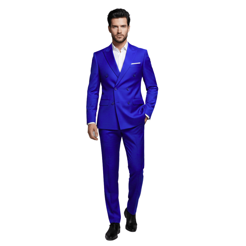 Komplet Garniturowy Męski Dwurzędowy Luźny Krój - Arkadya Outlet - Men Suit