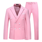 Komplet Garniturowy Męski Dwurzędowy Luźny Krój - Arkadya Outlet - Men Suit