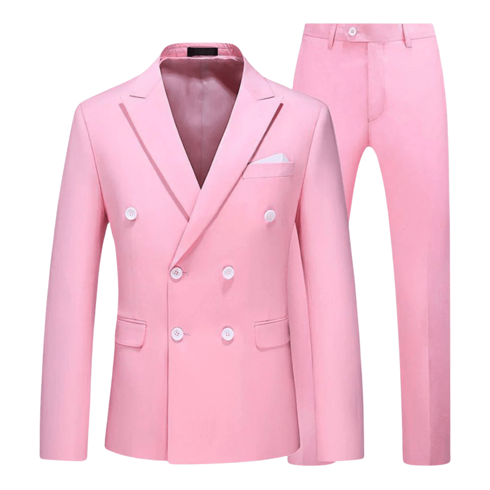 Komplet Garniturowy Męski Dwurzędowy Luźny Krój - Arkadya Outlet - Men Suit