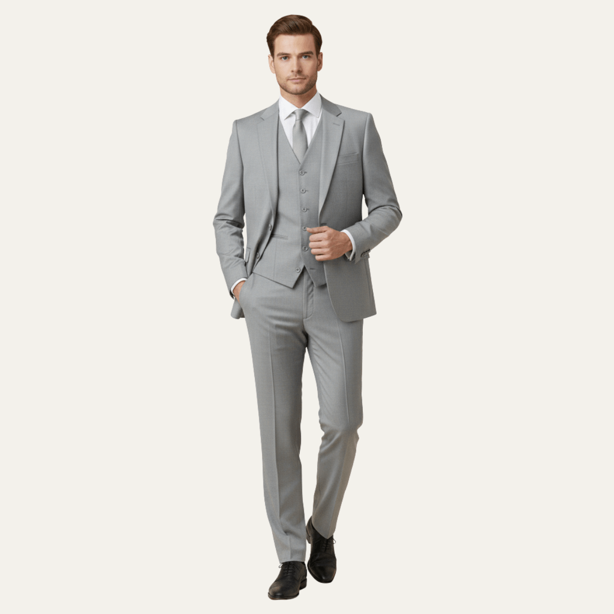 Komplet garniturowy męski trzyczęściowy – dopasowany - Arkadya Outlet - Men Suit