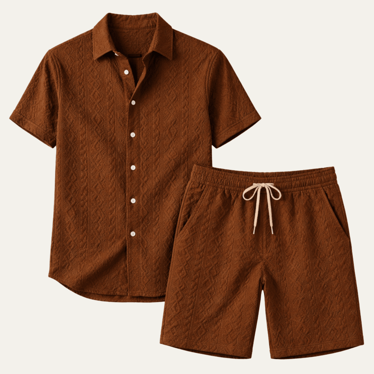 Komplet męski dzianinowy z szortami - Arkadya Outlet - Men Set