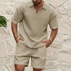 Komplet męski polo luźny z krótkim rękawem - Arkadya Outlet - Men Set