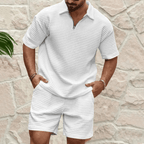 Komplet męski polo luźny z krótkim rękawem - Arkadya Outlet - Men Set