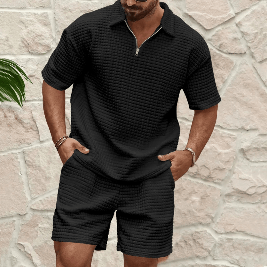 Komplet męski polo luźny z krótkim rękawem - Arkadya Outlet - Men Set