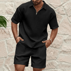 Komplet męski polo luźny z krótkim rękawem - Arkadya Outlet - Men Set