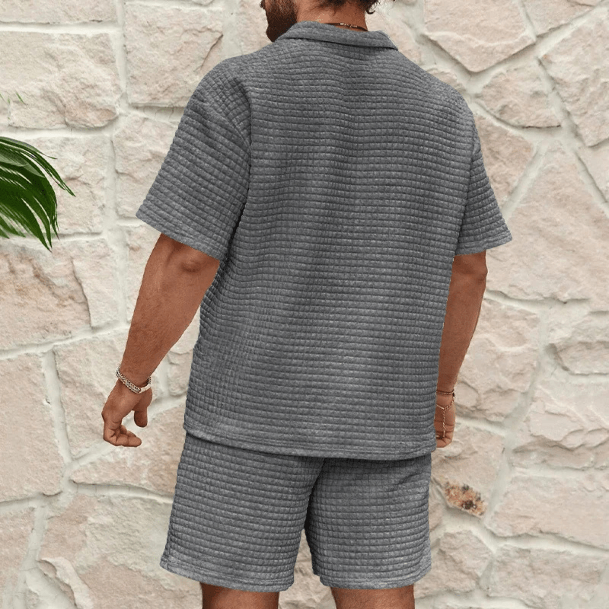 Komplet męski polo luźny z krótkim rękawem - Arkadya Outlet - Men Set