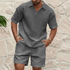 Komplet męski polo luźny z krótkim rękawem - Arkadya Outlet - Men Set
