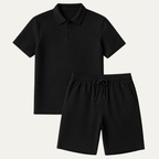 Komplet męski polo żakardowy ze sznurkiem - Arkadya Outlet - Men Set