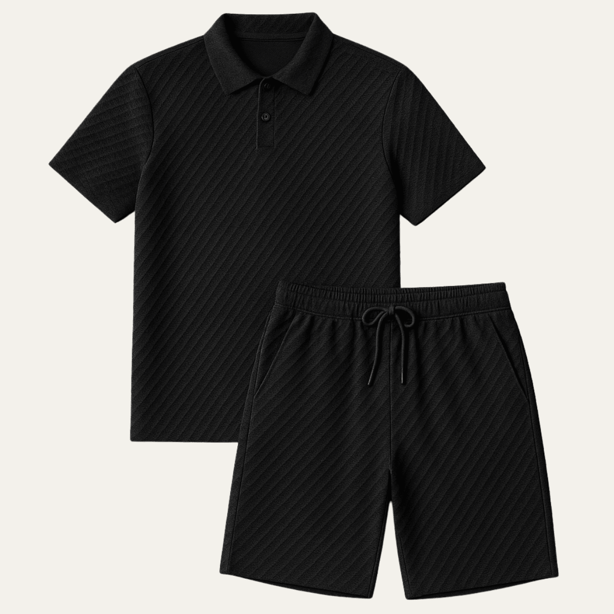 Komplet męski polo żakardowy ze sznurkiem - Arkadya Outlet - Men Set