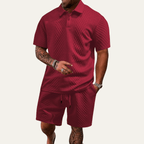 Komplet męski polo żakardowy ze sznurkiem - Arkadya Outlet - Men Set