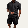 Komplet męski polo żakardowy ze sznurkiem - Arkadya Outlet - Men Set