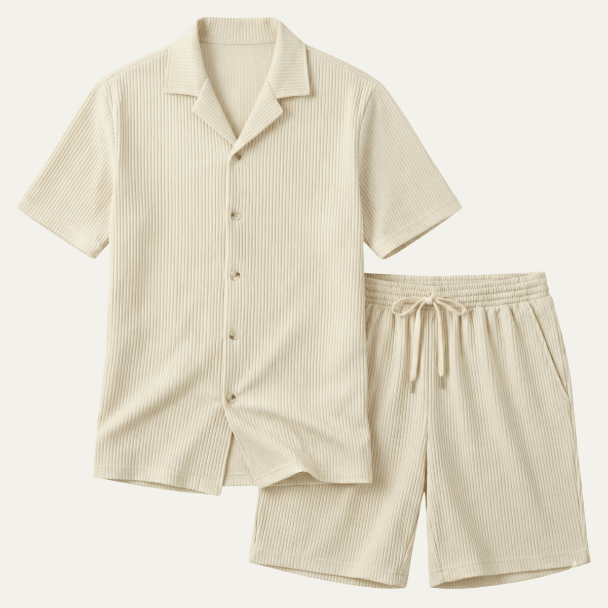 Komplet męski prążkowany z szortami - Arkadya Outlet - Men Set