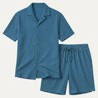 Komplet męski prążkowany z szortami - Arkadya Outlet - Men Set