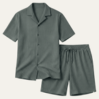 Komplet męski prążkowany z szortami - Arkadya Outlet - Men Set