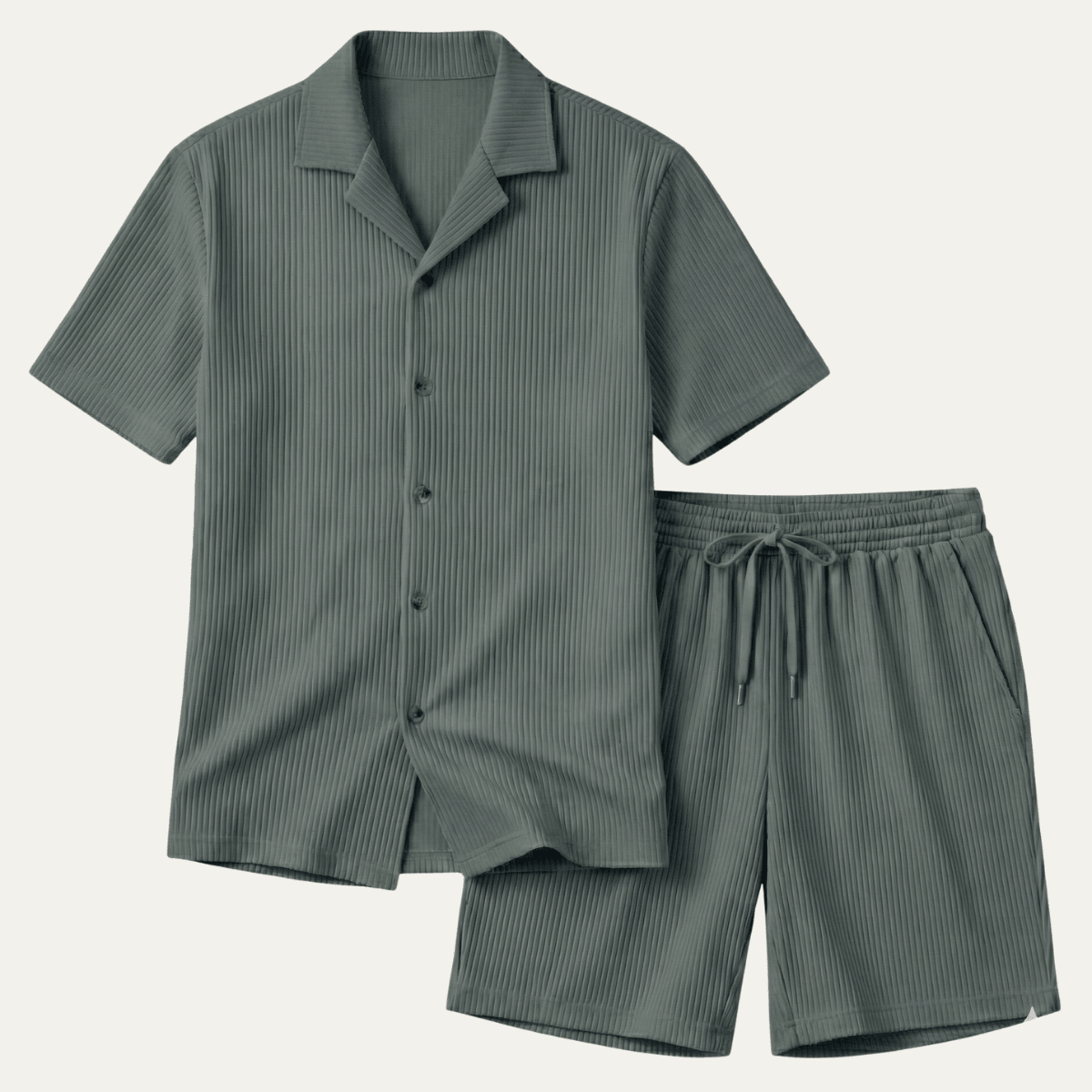 Komplet męski prążkowany z szortami - Arkadya Outlet - Men Set