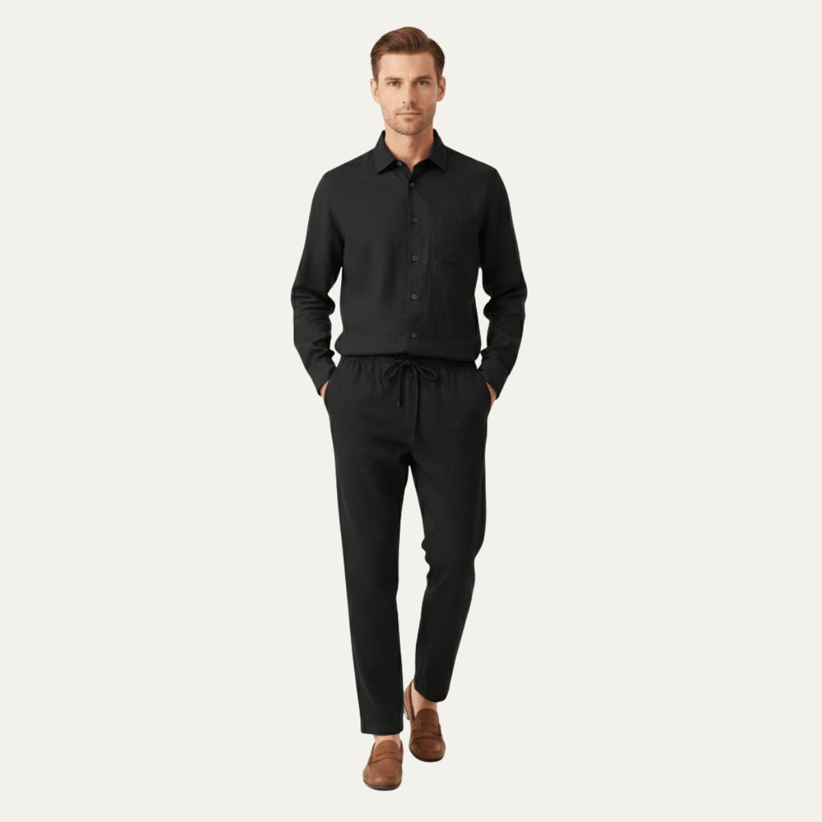 Komplet męski przewiewny z długim rękawem - Arkadya Outlet - Men Set
