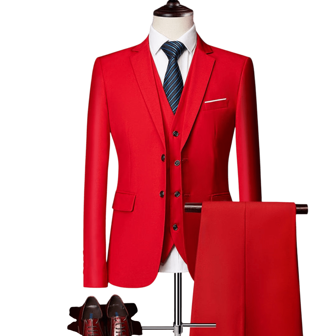 Komplet trzyczęściowy męski dopasowany zestaw odzieży - Arkadya Outlet - Men Suit