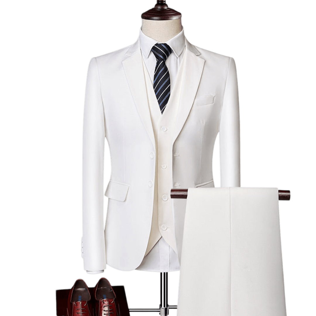 Komplet trzyczęściowy męski dopasowany zestaw odzieży - Arkadya Outlet - Men Suit