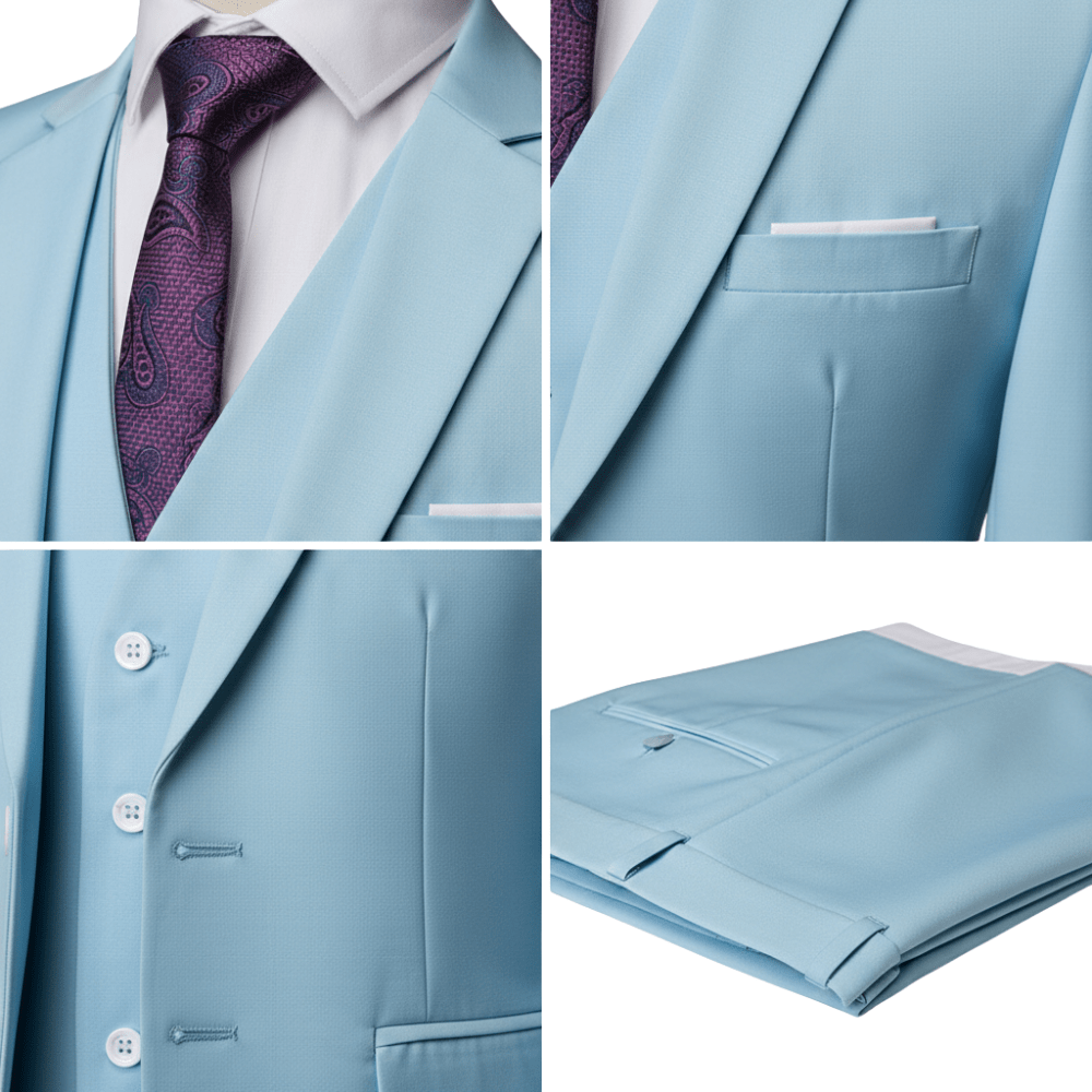 Komplet trzyczęściowy męski dopasowany zestaw odzieży - Arkadya Outlet - Men Suit