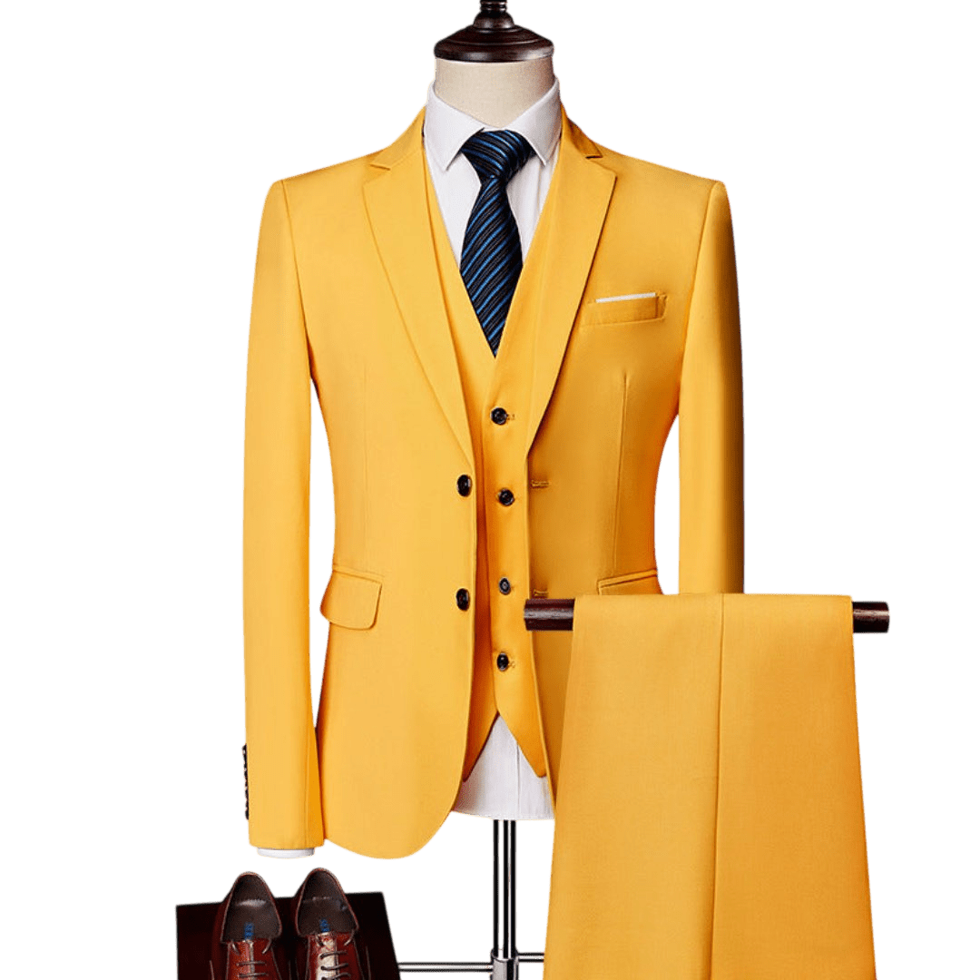 Komplet trzyczęściowy męski dopasowany zestaw odzieży - Arkadya Outlet - Men Suit