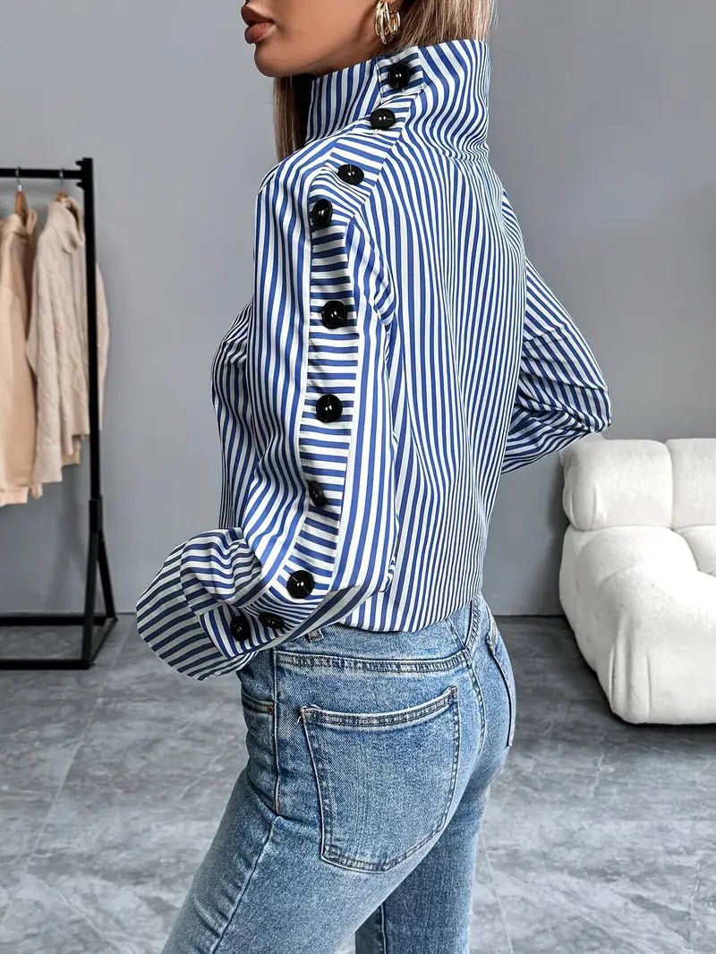 Koszula Damska | Luźny Krój z Guzikami i Kołnierzykiem - Arkadya Outlet - Shirts