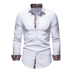 Koszula męska długi rękaw kołnierzyk zapięcie na guziki przód - Arkadya Outlet - Men Shirt
