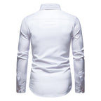 Koszula męska długi rękaw kołnierzyk zapięcie na guziki przód - Arkadya Outlet - Men Shirt